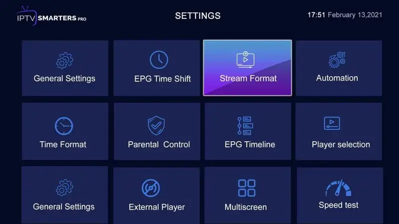 Comment configurer IPTV Smarters - écran paramètres