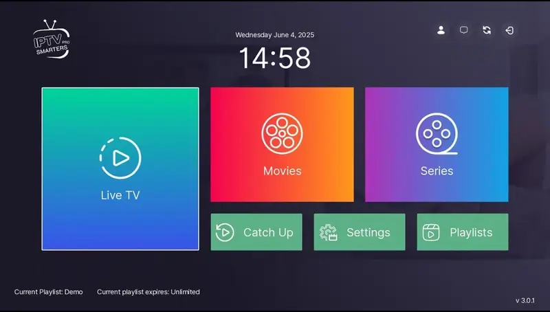 IPTV Smarters Pro ne fonctionne pas - écran accueil